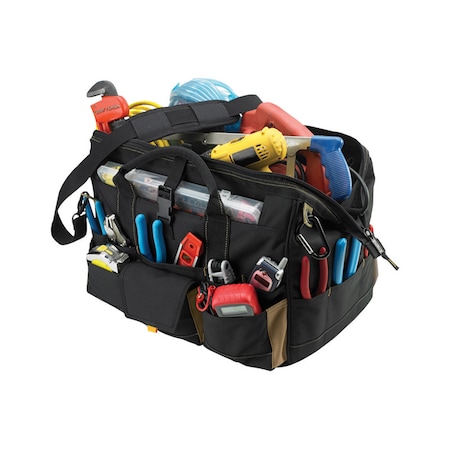 Custom Leathercraft CLC 10 in. W X 11 in. H Polyester Tote Bag with Plastic Tray 37 pocket Black/Tan 1 pc 1535